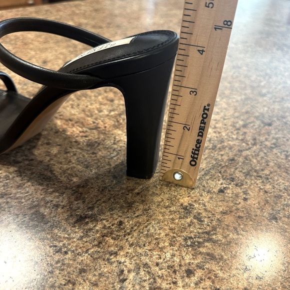 Steven New York Jacee Sandals Size 8.5 Black Block Heels Square Toe Slip On - Picture 10 of 10
